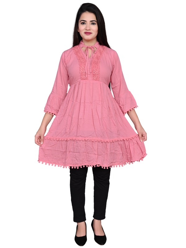 Pink Fabric: REYON - COTTON TUNIC/MIDDI FOR GIRLS & WOMENS