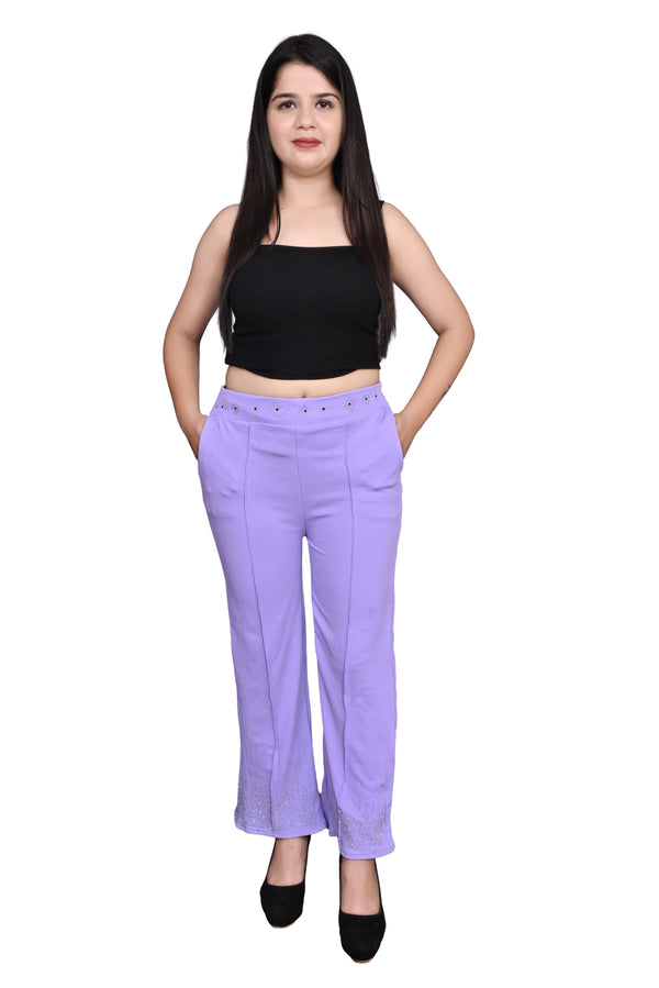 Regular Fit Women Lavender Trousers