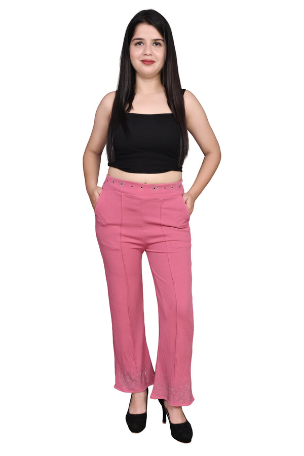 Regular Fit Women Pink Trousers